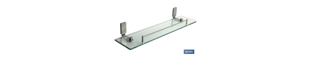 Estante de vidrio y acero inoxidable 304 satinado | Medida: 51,2 x 5,6 x 11,7 cm
