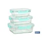 Set de 3 Fiambreras Rectangulares de Borosilicato | Modelo Agatha | Capacidad 640-1040-1520 ml