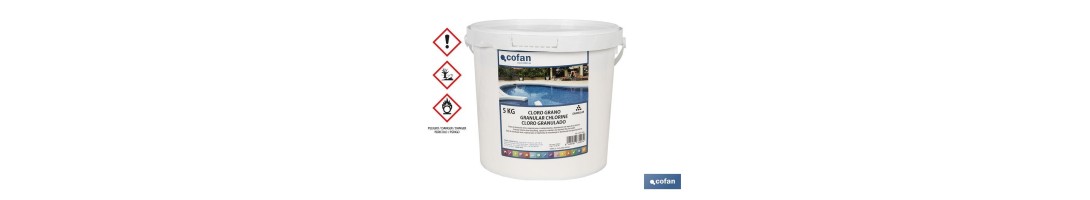 Cloro granulado para piscinas | Disolución lenta | Envases de 5 kilos
