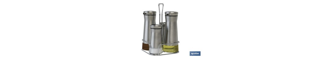 Set de aceiteras de 4 piezas Moddelo Picual | Capacidad 2 pcs de 230 ml y 2 pcs 120 ml | Acero Inoxidable