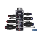 Juego de 3 destornilladores planos y 3 destornilladores Phillips | Modelo Comfort plus | En estuche especial con colgador