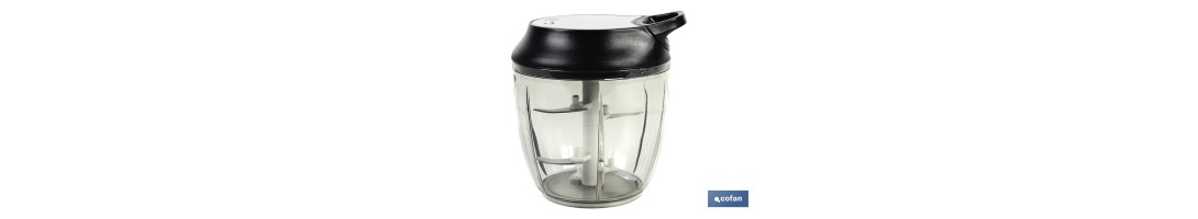 Picadora Manual de alimentos | Incluye Tapa y Accesorio Batidor | Capacidad 900 ml