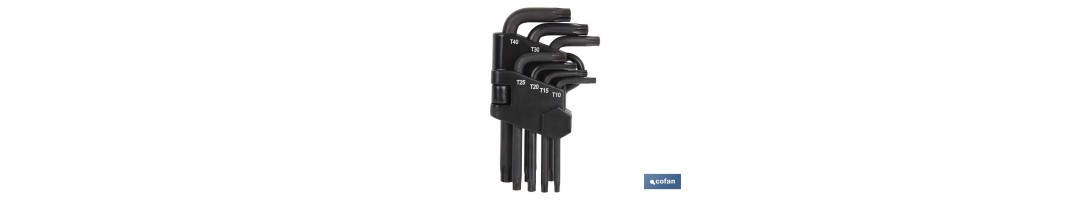 Juego de llaves Torx | 6 piezas | Contiene T-10, T-15, T-20, T-25, T-27, T-30.