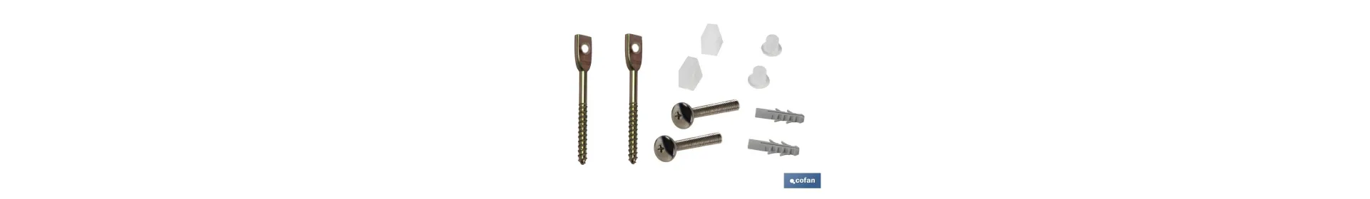 Conjunto de Tornillos Horizontales | Fijación para el Inodoro | M5 x 75 | Compuesto de Dos Tornillos, Tapones y Tacos
