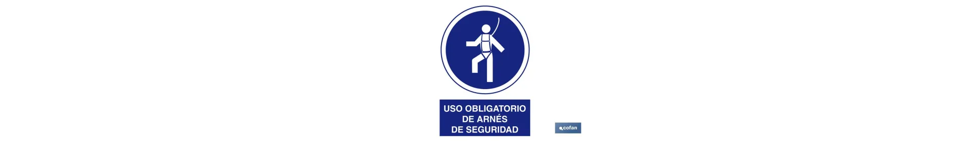 Señal Uso Obligatorio de Arnés de Seguridad con Texto Online |