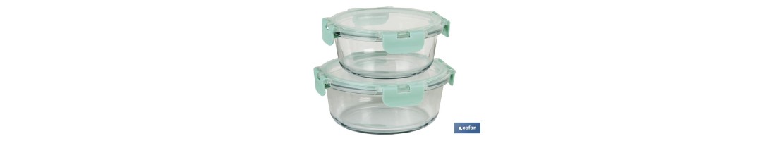 Set de 2 Fiambreras Redondas de Borosilicato | Modelo Aghata | Capacidad 620-950 ml