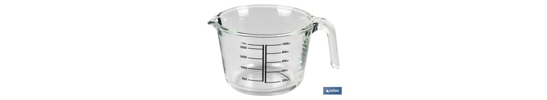 Jarra Medidora de Borosilicato | Modelo Baritina | Capacidad 1 L | Apta para microondas, Horno y Congelador