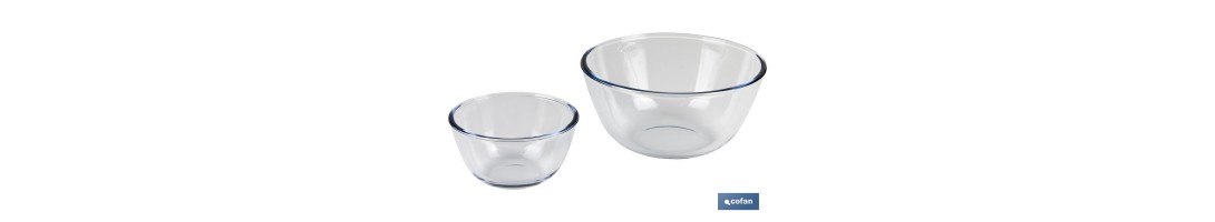 Set de 2 Ensaladeras redondas de borosilicato Modelo Baritina I Capacidad: 800 ml - 2700 ml | Dos boles con diferentes medidas