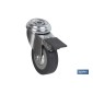 Rueda de goma gris para tornillo pasante y con freno | Diámetros desde 30mm hasta 75 mm | Para pesos desde 25 kg hasta 45 kg