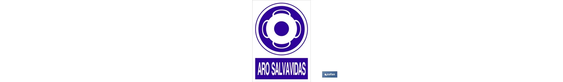 Aro salvavidas | Señal de obligación | Texto + Pictograma | Material: Polipropileno