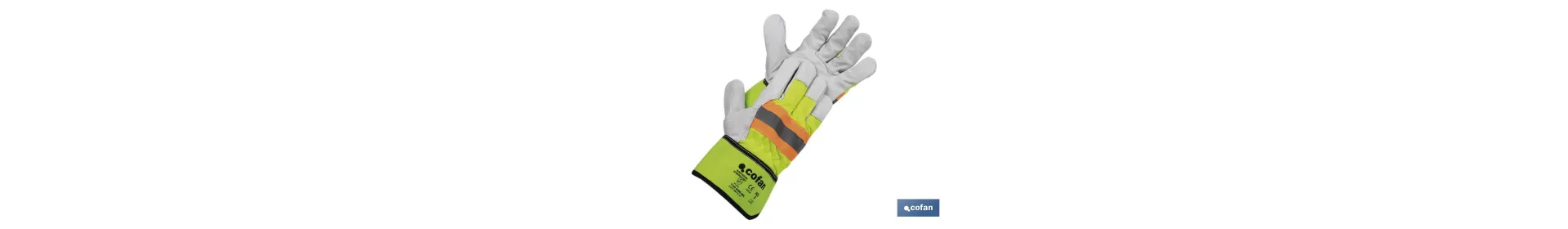 Guantes de Piel Vacuno con Cinta Reflectante | Tallas: 9, 10 y 11