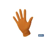 Caja de 100 guantes de nitrilo con textura diamantada | Tallas de la S a la XL | Color: Naranja