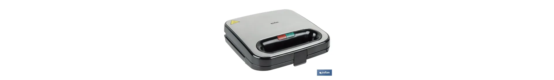 Sandwichera | Revestimiento antiadherente | Compartimentos para 2 sándwiches | Potencia: 750 W | Medidas: 23,7 x 23,3 x 9 cm