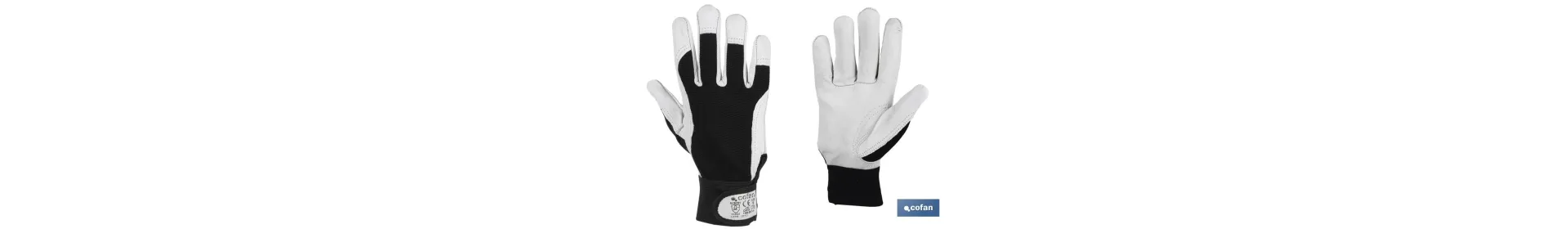 Guantes de Vacuno con Dorso de Tela | Cierre de Velcro | Muñequera