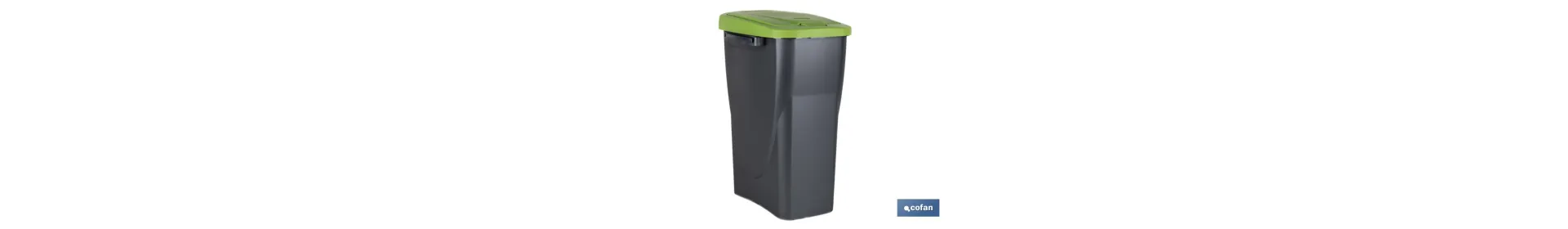 Cubo de Basura Verde para Reciclar Materiales de Vidrio | Tres