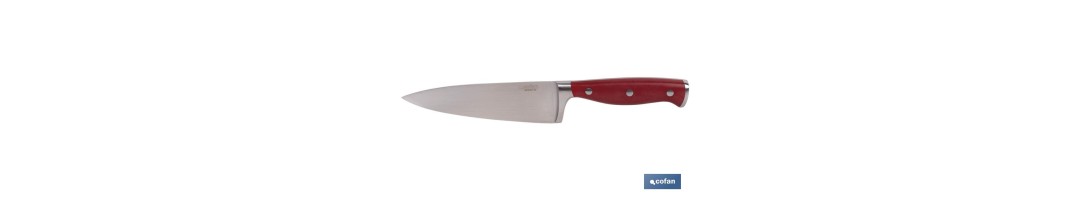 Cuchillo de Cocina con Forjado Francés | En Color Rojo | Diferentes Medidas