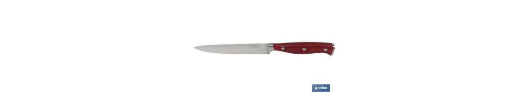 Cuchillo de Verduras con forjado francés | En Color Rojo | Medida de la hoja de 13 cm