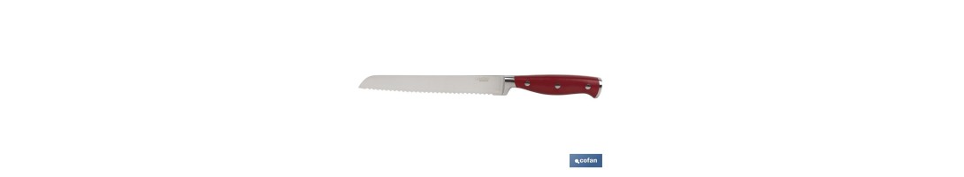 Cuchillo Panero con forjado francés | En Color Rojo | Medida de la hoja de 21 cm