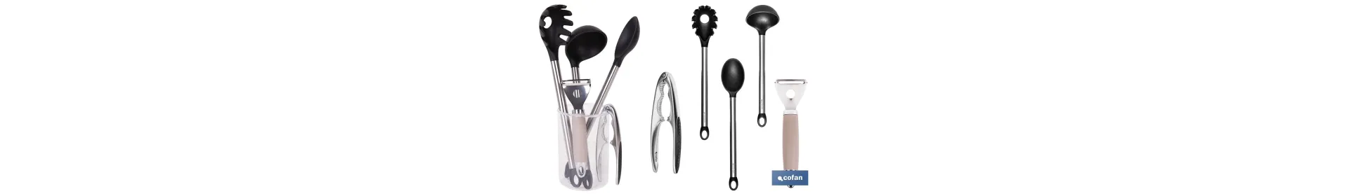 Set de 6 Utensilios Negros para Cocina de la Gama Neige — Ferretería