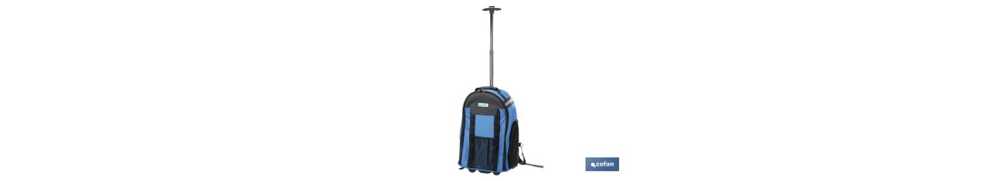 Mochila portaherramientas con múltiples bolsillos, ruedas y barra extensible | Peso de carga máximo de 20 kg | Medidas: 35 x 20