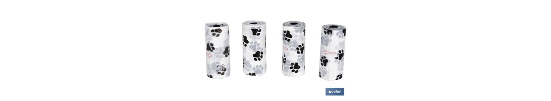 Bolsas de Basura para excrementos de perros | 4 rollos de15 bolsas | Medidas: 35,5 x 23 cm