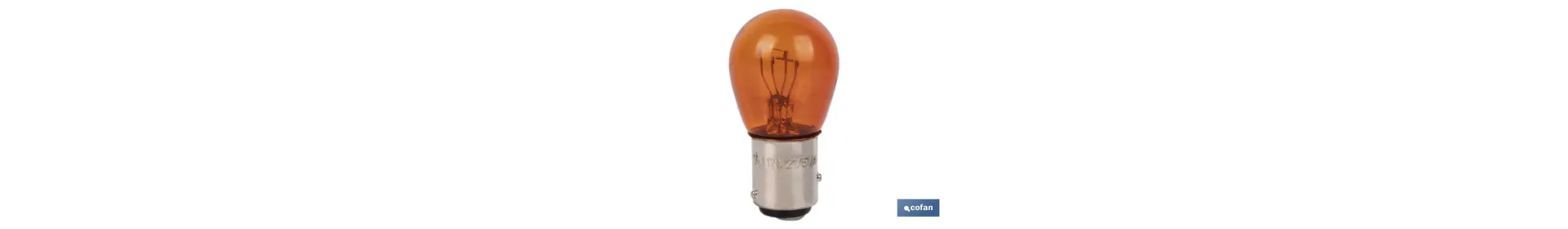 Lámpara de 2 polos descentrada 12 V | Casquillo de tipo BAZ15 | Bombilla P21/5W en color ámbar o naranja