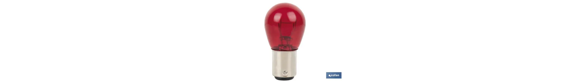 Lámpara de 2 polos descentrada 12 V | Casquillo de tipo BAW15d | Bombilla P21/5W en color rojo