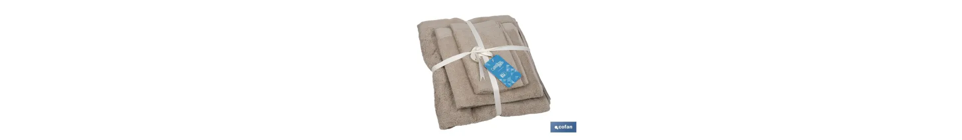 Juego de 3 Toallas de Color Beige con 580 G/m2 | Gama Abisinia | Set