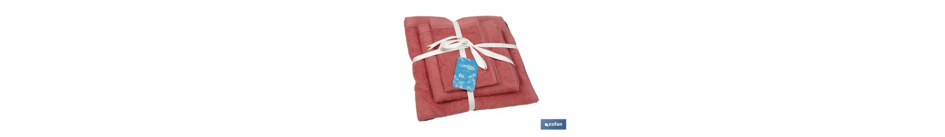 Juego de 3 toallas de color coral con 580 g/m2 | Gama Jamaica | Set de toallas 100 % de algodón