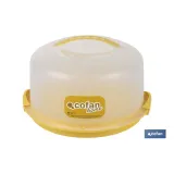 Tartera redonda en color amarillo | Incluye asa y tapa | Medidas: 34,5 x 18,5 cm