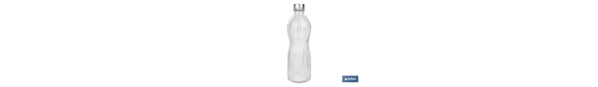 Botella de Vidrio Transparente con Tapón de Acero Inoxidable |