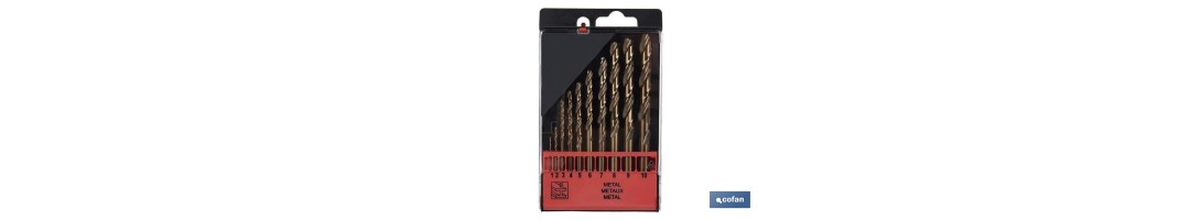 Estuche de 10 brocas HSS-Co | Adecuadas para acero inoxidable y metal duro | Varios diámetros