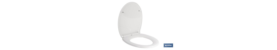 Tapa de WC | Con botón de liberación rápida | Forma oval | Material: polipropileno | Cierre lento y silencioso