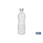 Botella de vidrio transparente con tapón de acero inoxidable | Capacidad: 1 litro