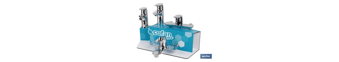 Kit de Grifería con Expositor para Grifos de Baño Modelo Rift | Ideal para exponer grifos | Capacidad de 5 unidades