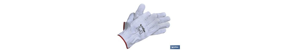 Guantes de piel de serraje gris | Duraderos y resistentes | Protección y seguridad | Pulgar plano