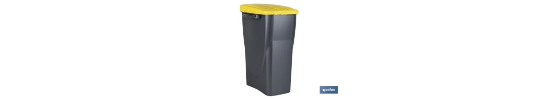 Cubo de basura amarillo para reciclar plásticos y envases | Tres medidas y capacidades diferentes