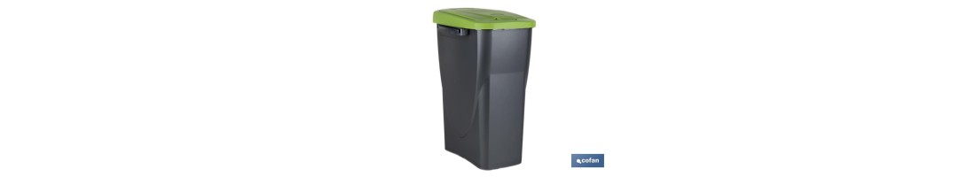 Cubo de basura verde para reciclar materiales de vidrio | Tres medidas y capacidades diferentes