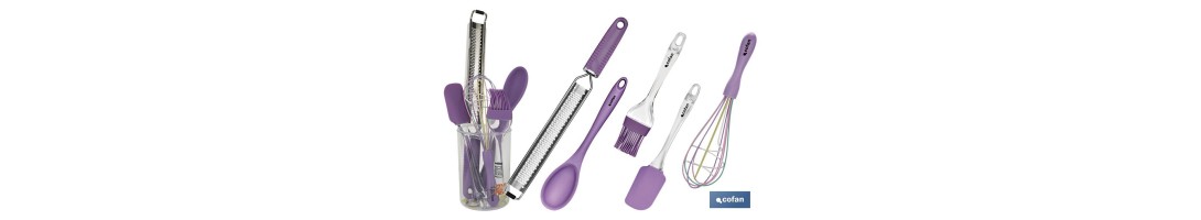 Set de 6 utensilios morados para Repostería de la gama Vergini