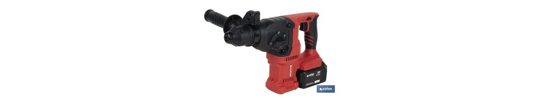 Martillo perforador SDS Plus sin escobillas multifunción | Taladra, percute y cincela | Incluye: maletín con accesorios, portab