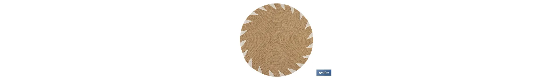 Bajoplatos redondos con detalles decorativos | Packs de 6 salvamanteles individuales | Diámetro: 38 cm | Color: beige y blanco