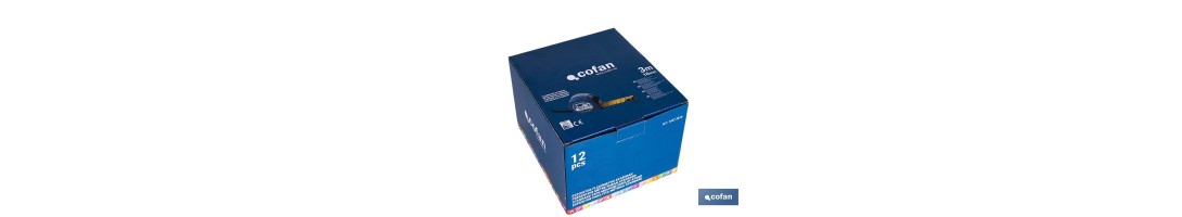 Expositor para flexómetros estándar con botón de bloqueo de Cofan | Incluyen los flexómetros | Varias medidas y capacidades