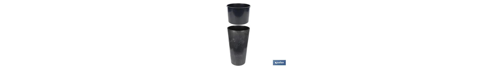 Maceteros cónicos decorativos con depósito | Color: negro | Resistentes para los UV | Material: polipropileno | Disponibles en 
