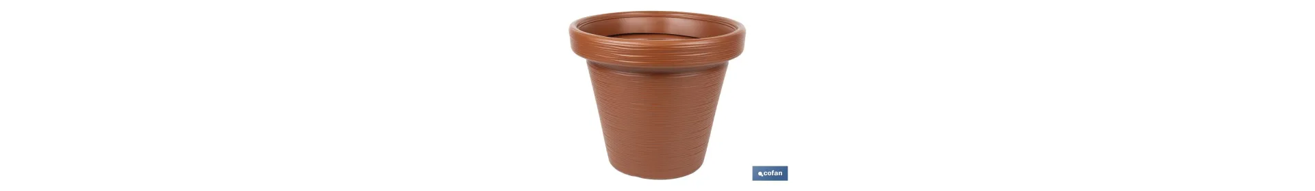 Macetas decorativas con diseño rayado | Color: terracota | Resistentes a los rayos UV | Material: Polietileno de alta densidad 