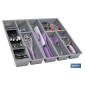 Organizador de cubiertos con separadores para cajón | Cubertero con 11 compartimentos y separadores modulares | Color: gris | M