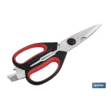 Tijeras de cocina multiusos con mango antideslizante | Hojas de acero inoxidable | Longitud: 21,5 cm | Perfectas para cortar, p