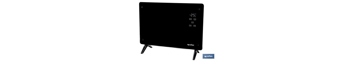 Convector radiante de panel de vidrio | Potencia: 1500 W | Mando a distancia | Control vía app | Compatible con asistente de vo