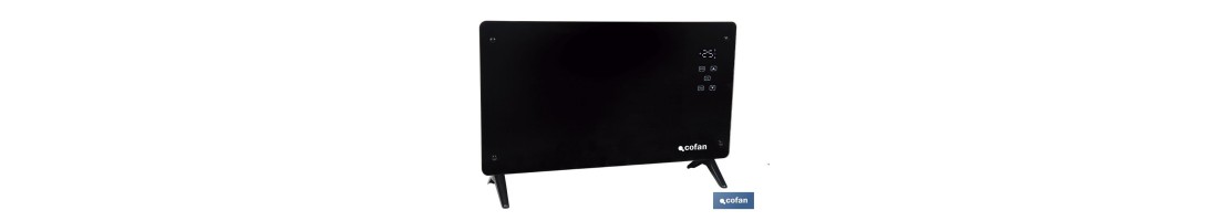 Convector radiante de panel de vidrio | Potencia: 2000 W | Mando a distancia | Control vía app | Compatible con asistente de vo