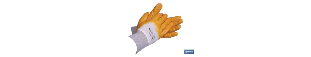 Guantes de nitrilo amarillos | Revestimiento impermeable y no absorbente | Larga duración y resistentes