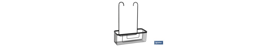 Cesto de Ducha | Estante en Color Negro Mate | Sin Taladro | Medidas: 30 x 12 x 10 cm y Altura 38 cm